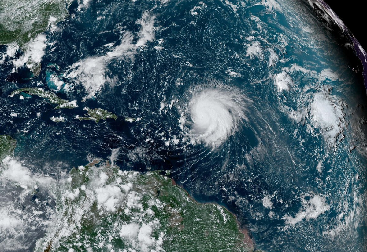<i>NOAA/Handout/Getty Images via CNN Newsource</i><br/>Hurricane Lee crosses the Atlantic Ocean as it moves west on September 8