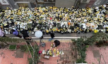 Bouquets of flowers laid in tribute to former Premier Li Keqiang outside his childhood residence in Anhui province