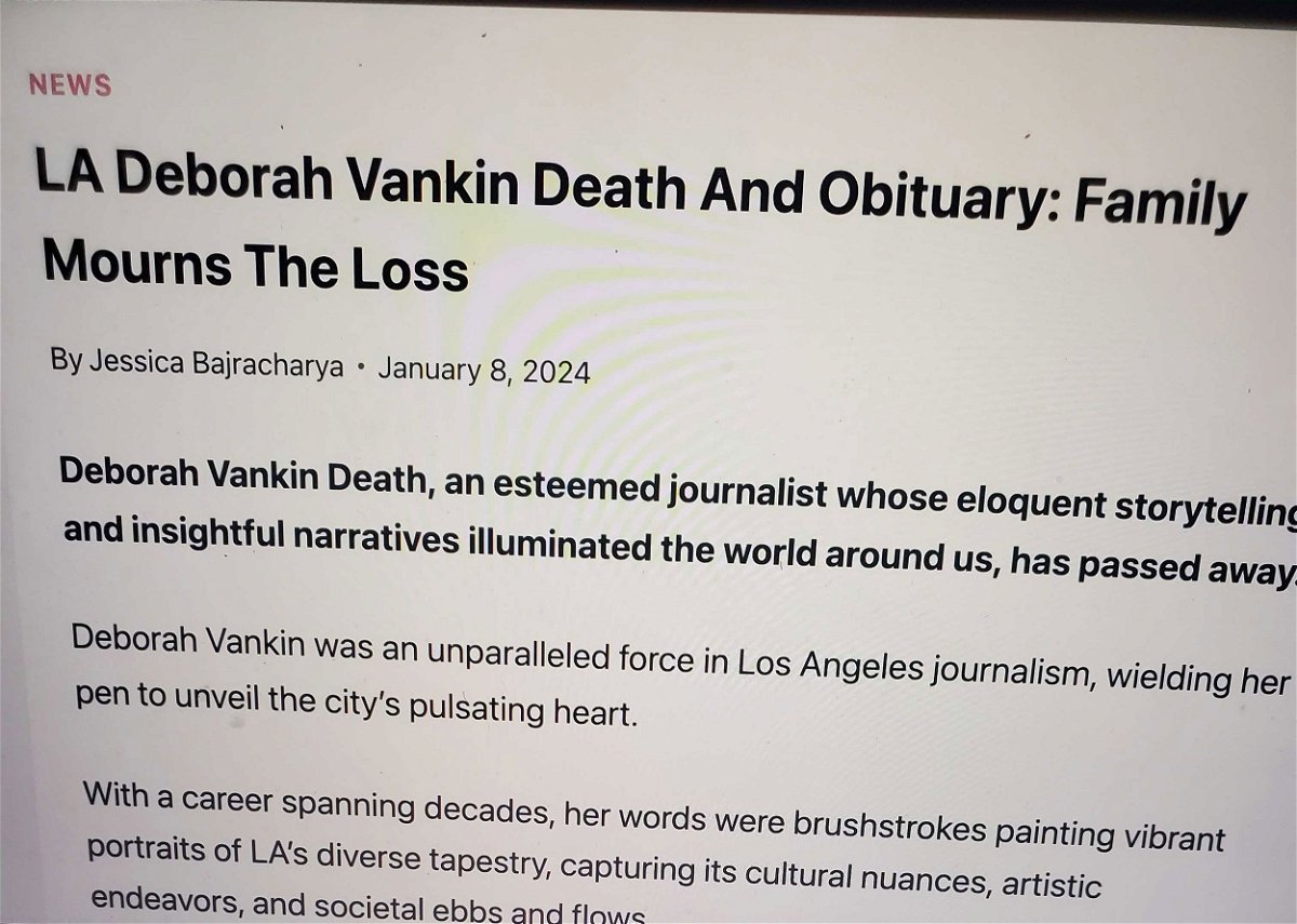 An AI-generated obituary for Deborah Vankin circulated online earlier this year.