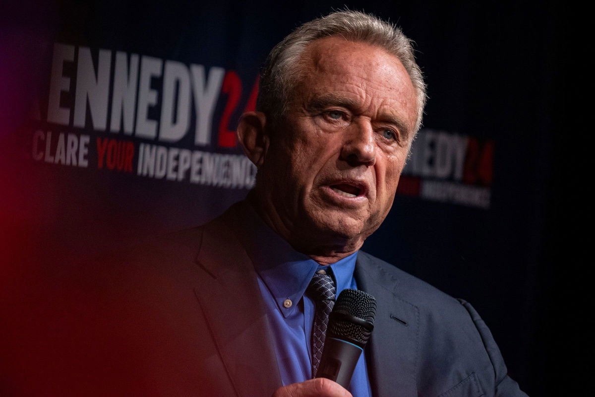 <i>Eva Marie Uzcategui/Getty Images via CNN Newsource</i><br/>The Democratic National Committee has accused pro-RFK Jr. super PAC of additional campaign finance violations on Monday. Kennedy here speaks during a campaign event in Miami in 2023.