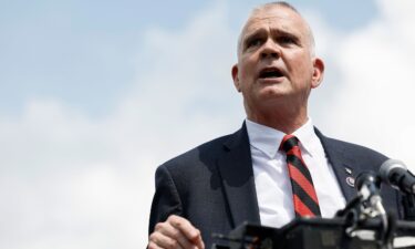 Rep. Matt Rosendale speaks at a news conference outside the US Capitol Building on July 25