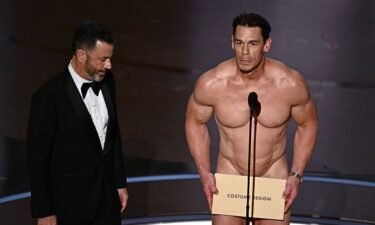 (From left) Jimmy Kimmel and John Cena at the 2024 Academy Awards in Hollywood on March 10