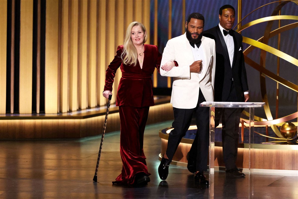 Christina Applegate and Anthony Anderson at the Emmy Awards in January.