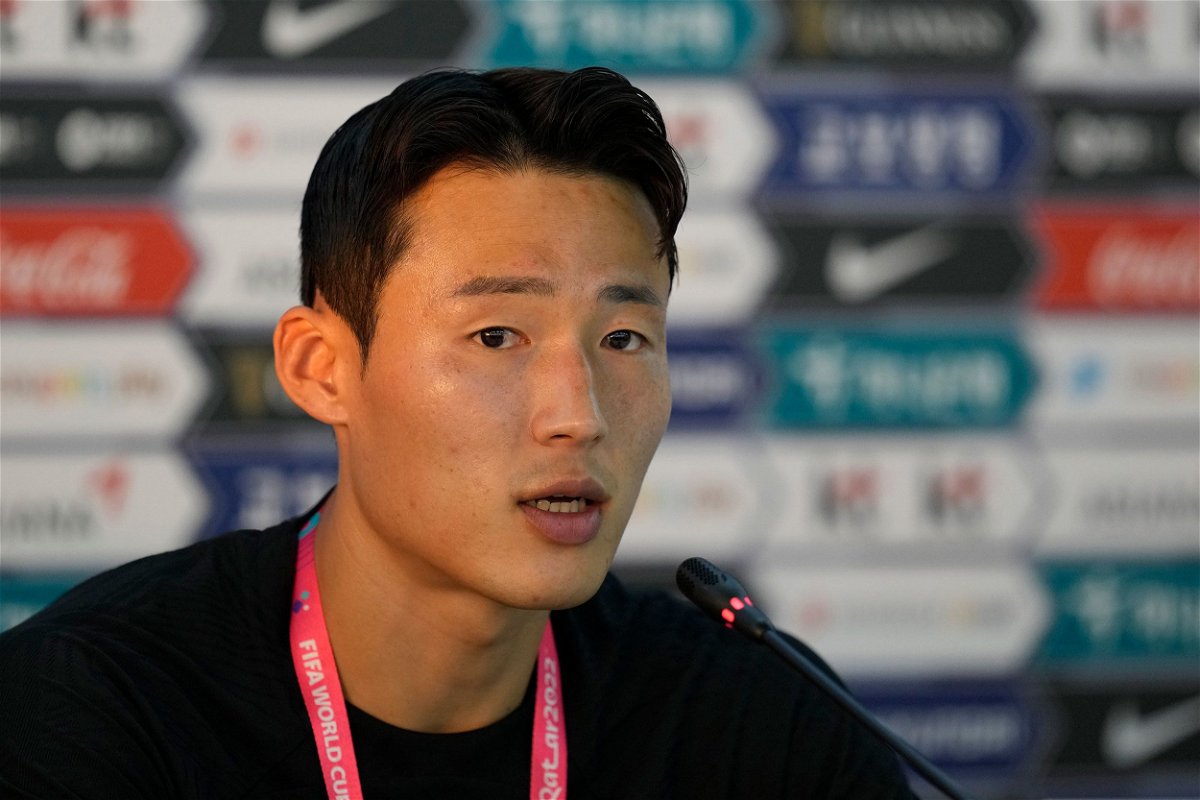 <i>Lee Jin-man/AP/File via CNN Newsource</i><br/>Son speaks at a press conference during the 2022 FIFA World Cup in Qatar.