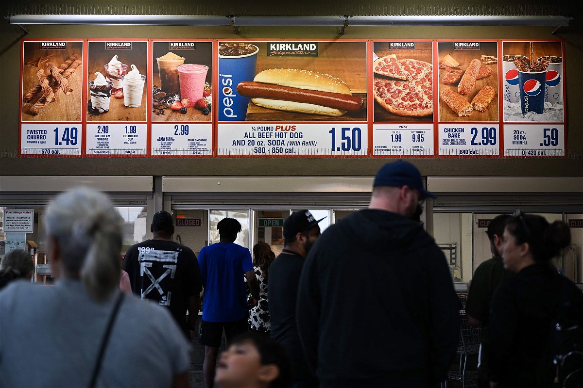 Costco's food court and its famous $1.50 hot dog and soda combo meal.