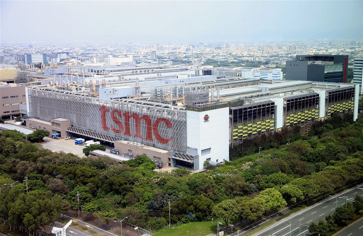 TSMC's building in Taichung, Taiwan is pictured.