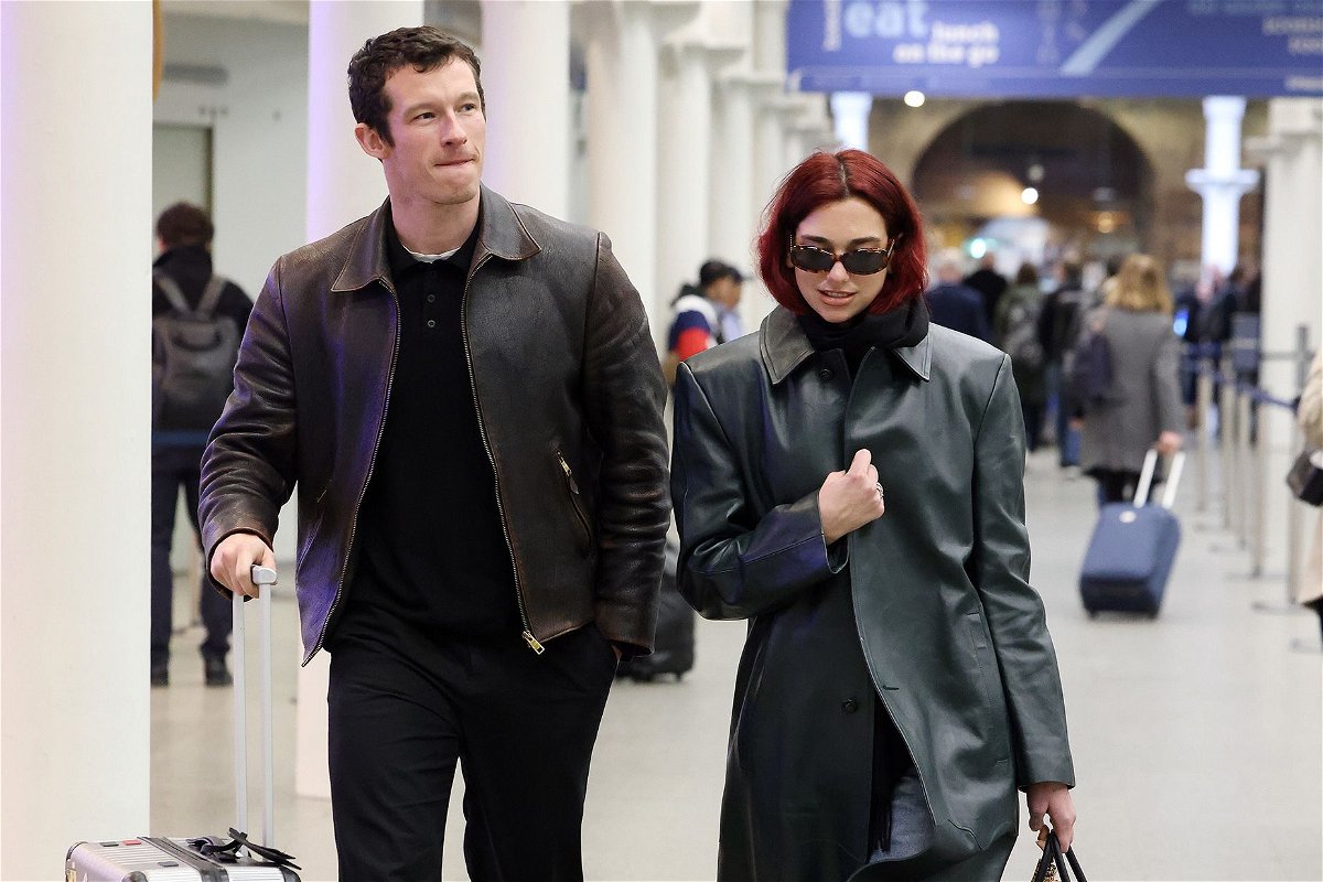 Singer Dua Lipa and actor Callum Turner both wore minimalist-style leather jackets arriving at London St Pancras Station from Paris earlier this week, but their baggage showed a more whimsical side to the pair.