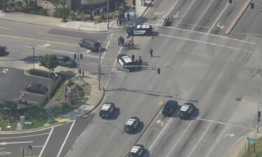 A Los Angeles County deputy was waiting at this intersection when the suspect drove up behind him and opened fire.