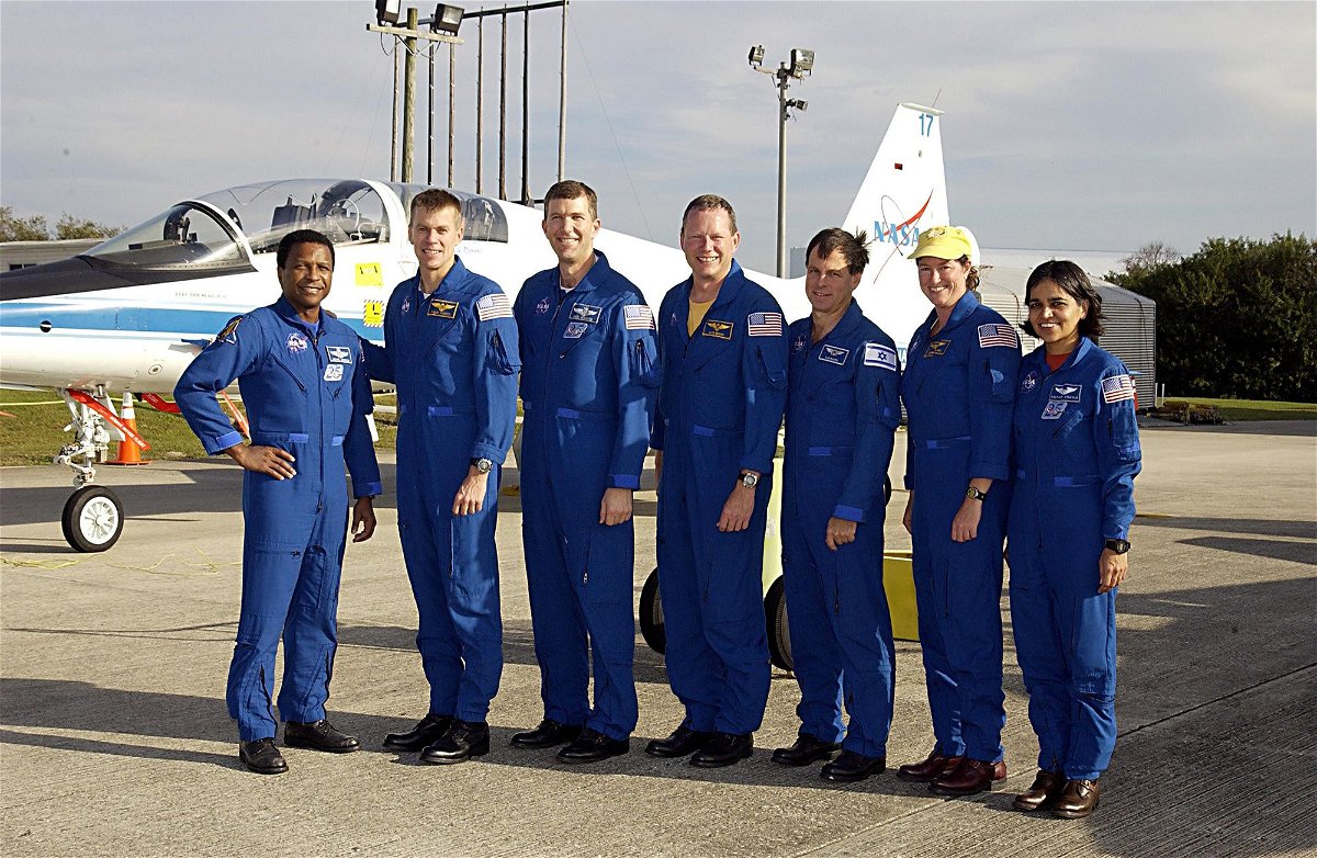 The STS-107 crew gathered at NASA's Kennedy Space Center in Florida prior to the January 2003 launch: (from left) Michael P. Anderson, William C. 