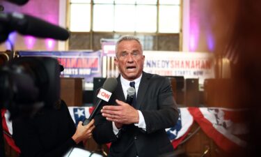 Independent presidential candidate Robert F. Kennedy Jr. speaks to the media at a Cesar Chavez Day event at Union Station in Los Angeles on March 30.