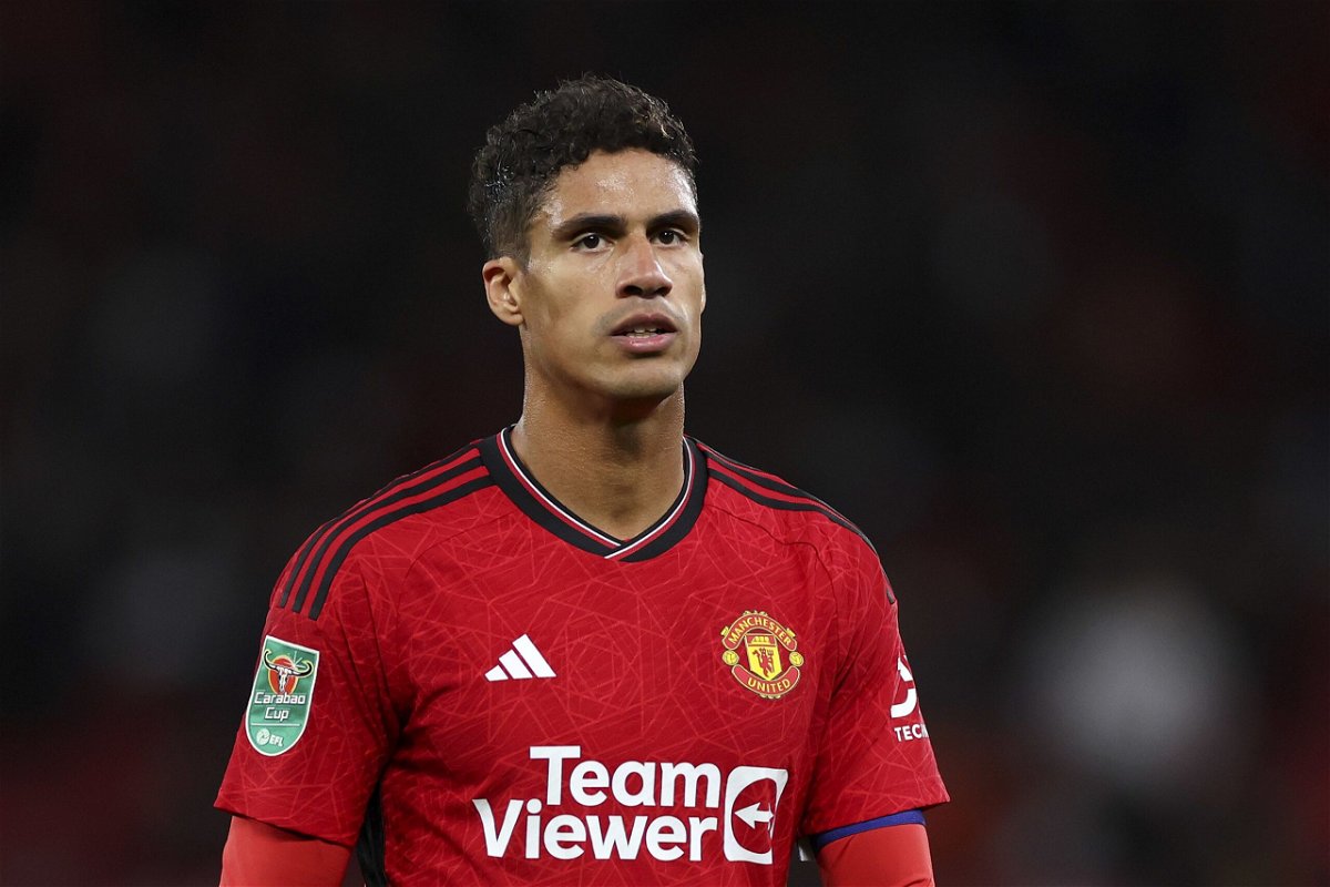 <i>Shaun Botterill/Getty Images via CNN Newsource</i><br/>Raphael Varane of Manchester United heads the ball wide during the UEFA Champions League round Of 16 second-leg match between Manchester United and Atletico Madrid at Old Trafford on March 15