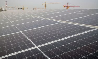 Longi Green Energy Technology Co. solar panels on the roof of an office building in Xi'an