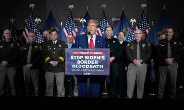 Republican presidential candidate former President Donald Trump speaks at a campaign event in Grand Rapids