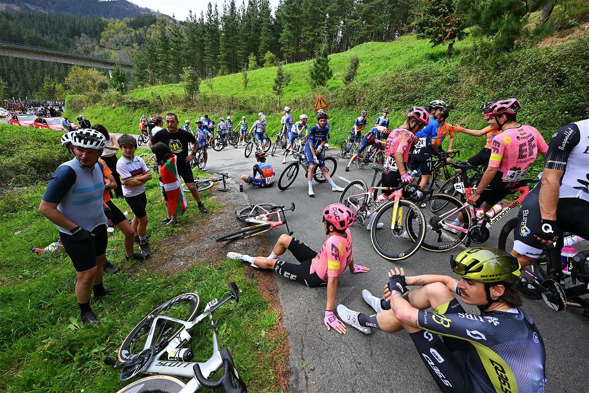 <i>Tim de Waele/Velo/Getty Images via CNN Newsource</i><br/>Vingegaard before his race was derailed by the crash.