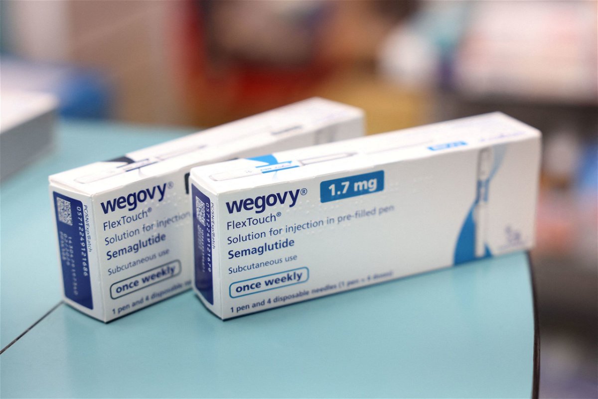 <i>Hollie Adams/Reuters via CNN Newsource</i><br/>Boxes of Wegovy made by Novo Nordisk are seen at a pharmacy in London