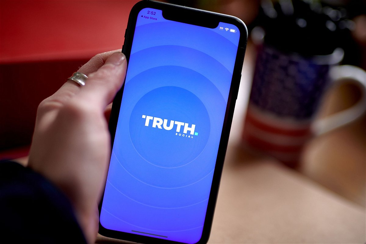 The Truth Social app on a smartphone arranged in New York, US, on March 22.