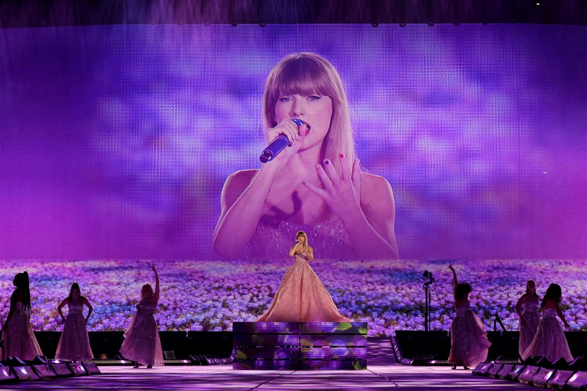 <i>Kevin Mazur/TAS23/Getty Images for TAS Rights Management via CNN Newsource</i><br/>Taylor Swift performs onstage during 