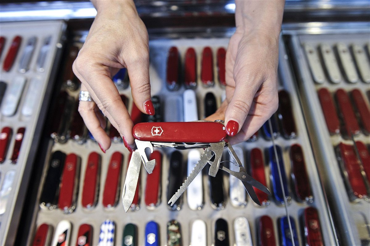 A traditional Victorinox Swiss Army Knife with a blade.