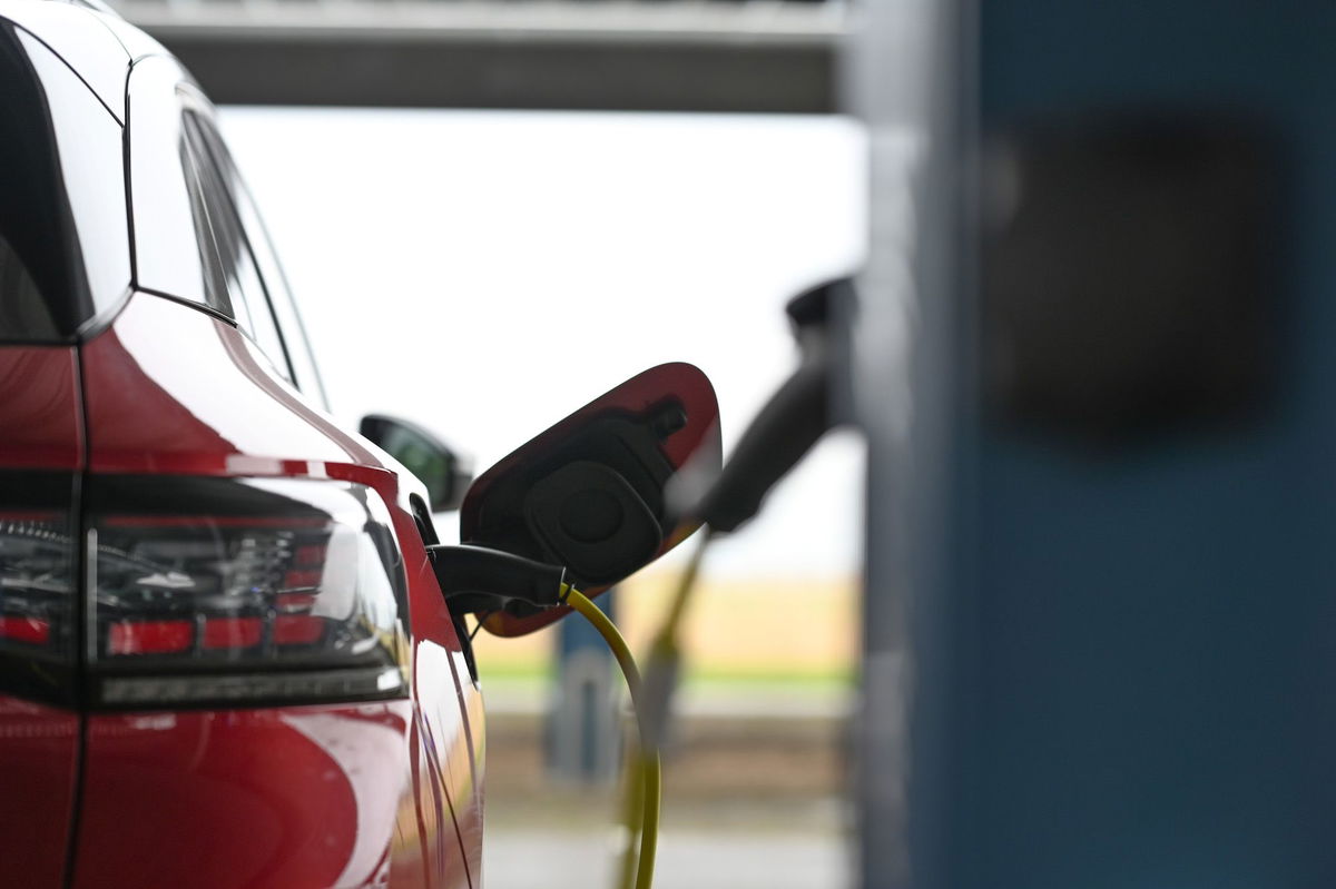 A car charging station in Lower Saxony, Germany's largest charging park for electric cars. Worldwide sales of plug-in vehicles will rise a little more than 20% this year compared to last year.