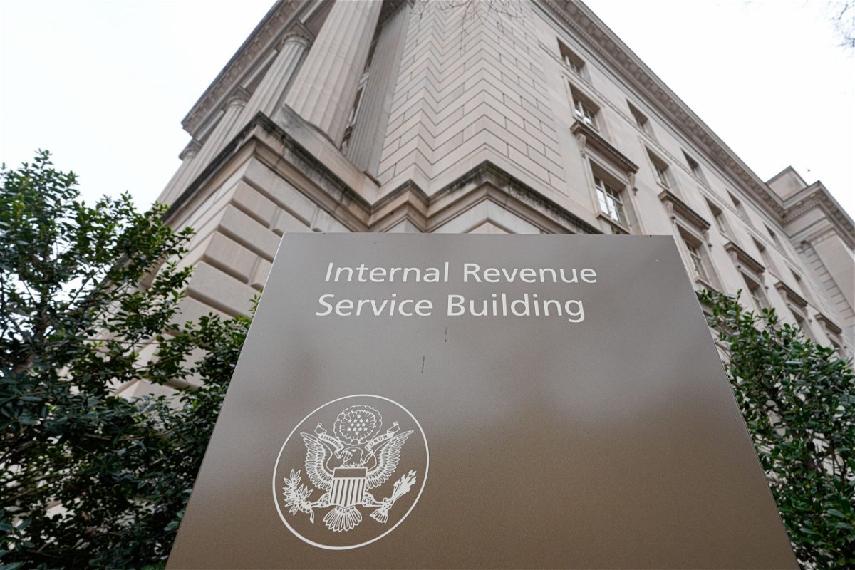 A sign marks the Internal Revenue Service headquarters building on January 30 in Washington, DC. The IRS detailed its plans on May 2 to significantly ramp up audit rates of wealthy taxpayers.