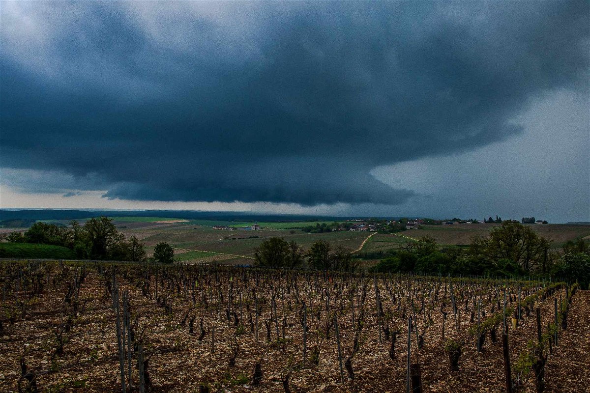 <i>Jérémy Faillat via CNN Newsource</i><br/>The powerful supercell storm hit the Chablis region on May 1 destroyed vineyards in a matter of minutes.