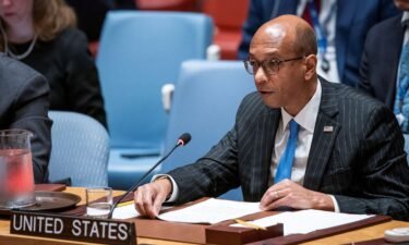 Deputy US Ambassador to the UN Robert Wood addresses the Security Council at the United Nations headquarters in New York City on May 20. The US has assessed that Russia likely launched a counter space weapon last week.