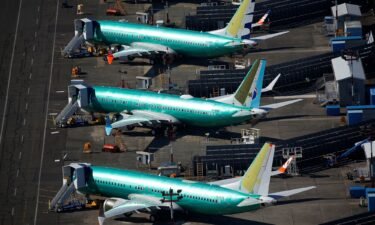 Unpainted Boeing 737 MAX aircraft are seen parked in an aerial photo at Renton Municipal Airport near the Boeing Renton facility in Renton