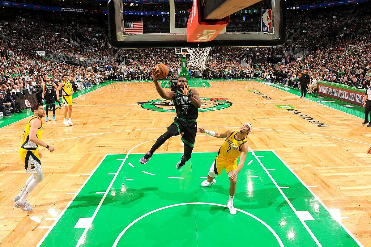 <i>Maddie Meyer/Getty Images via CNN Newsource</i><br/>Jaylen Brown led the scoring for the Celtics with 40 points against the Pacers.