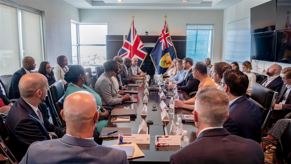 <i>From Turks and Caicos Islands Governor's Office/Facebook via CNN Newsource</i><br/>A US congressional delegation visited Turks and Caicos to meet with officials and discuss the recent arrests of American citizens.