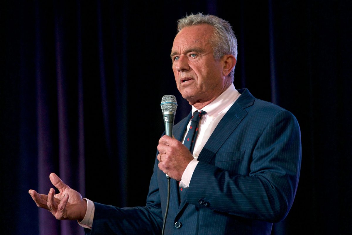 <i>Bastien Inzaurralde/AFP/Getty Images via CNN Newsource</i><br/>Independent presidential candidate Robert F. Kennedy Jr. speaks at the Libertarian National Convention in Washington