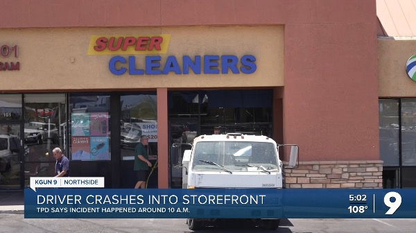 <i>KGUN via CNN Newsource</i><br/>A local business narrowly avoided potential tragedy Friday morning when a truck crashed into a dry cleaners at 515 E. Grant Road. Kenny Hwang