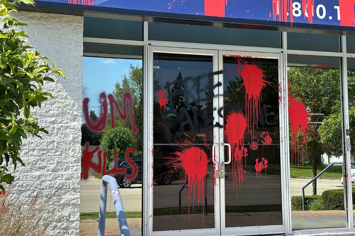 <i>Corey Williams/AP via CNN Newsource</i><br/>Southfield police are investigating the vandalism at the Goodman Acker law offices as a hate crime.