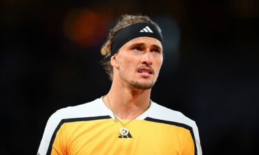 Zverev looks on during his French Open quarterfinal match against Alex De Minaur.