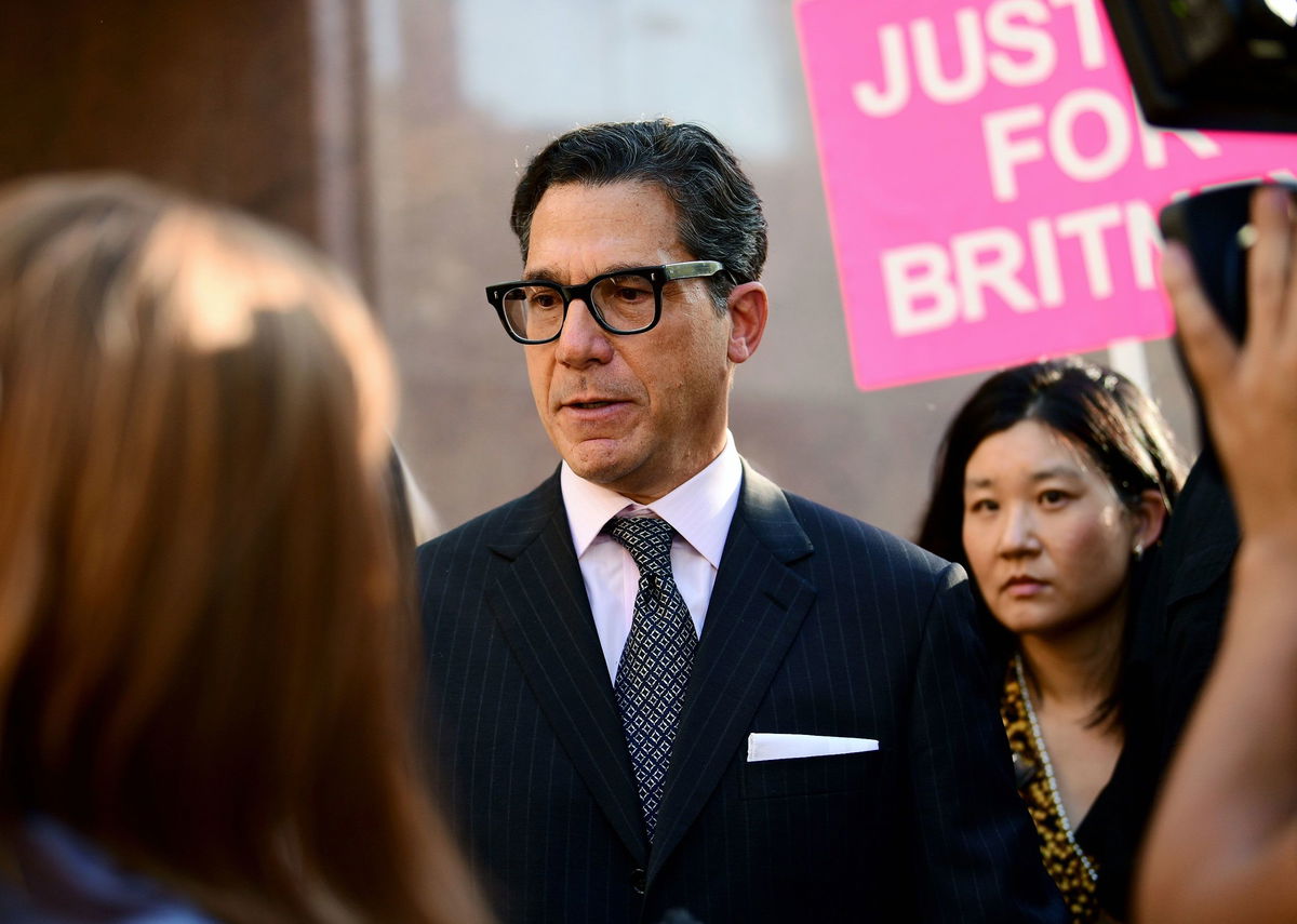 <i>Chelsea Guglielmino/Getty Images via CNN Newsource</i><br/>Mathew Rosengart pictured at a #FreeBritney rally in 2021 in Los Angeles