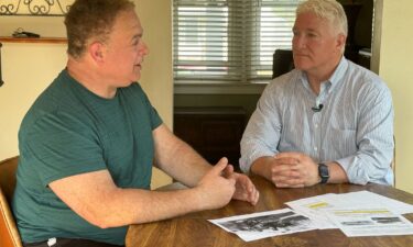 John King with UAW member Chris Vitale in St. Clair Shores