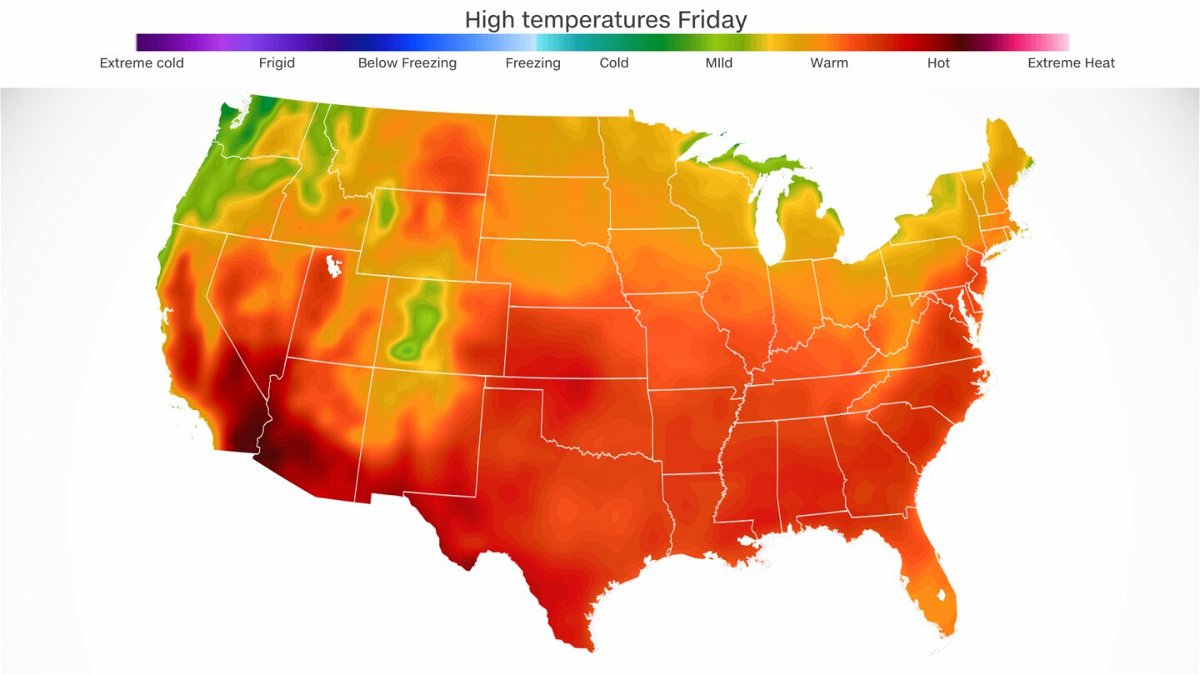 <i>CNN Weather via CNN Newsource</i><br/>A surge of July-like heat will usher in the hottest conditions of the year so far to the central and eastern US as a major pattern change unfolds.