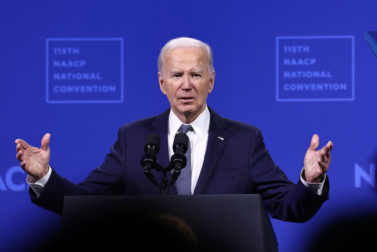 <i>Mario Tama/Getty Images via CNN Newsource</i><br/>President Joe Biden