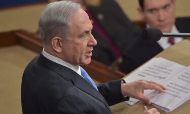 Israeli Prime Minister Benjamin Netanyahu addresses a joint meeting of the US Congress at the Capitol in Washington