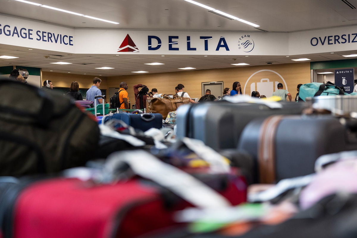 Luggage at the Delta baggage claim at Hartsfield-Jackson Atlanta International Airport on July 23.