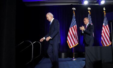 President Joe Biden and House Minority Leader Hakeem Jeffries attend the House Democratic Caucus Issues Conference in Baltimore