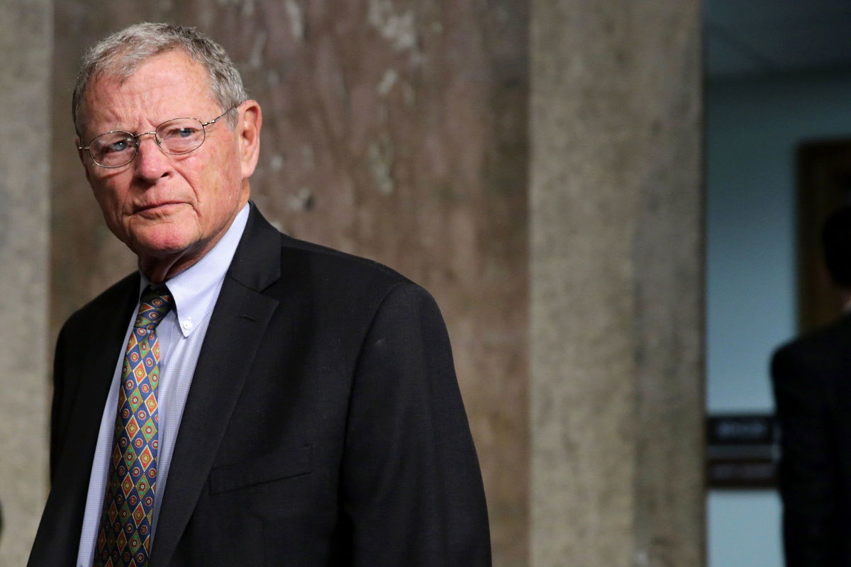 <i>Chip Somodevilla/Getty Images via CNN Newsource</i><br/>Former US Sen. James Inhofe seen here on March 17