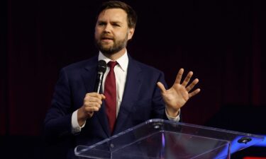 US Senator J.D. Vance addresses the Turning Point People's Convention at Huntington Place in Detroit