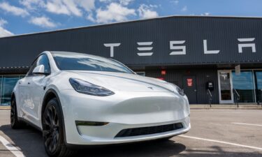 The interior of a Tesla Model Y electric vehicle at the company's showroom in New York.