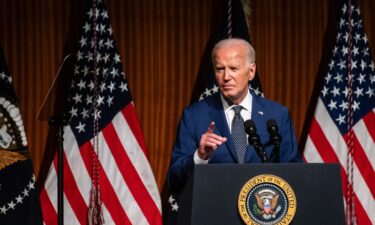 President Joe Biden is pictured at the LBJ Presidential Library in Austin