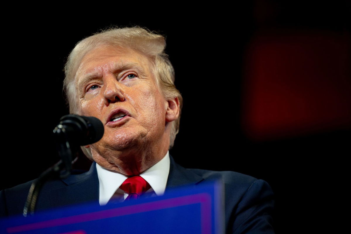 <i>Brandon Bell/Getty Images via CNN Newsource</i><br/>Former President Donald Trump speaks at a campaign rally at the Bojangles Coliseum on July 24 in Charlotte