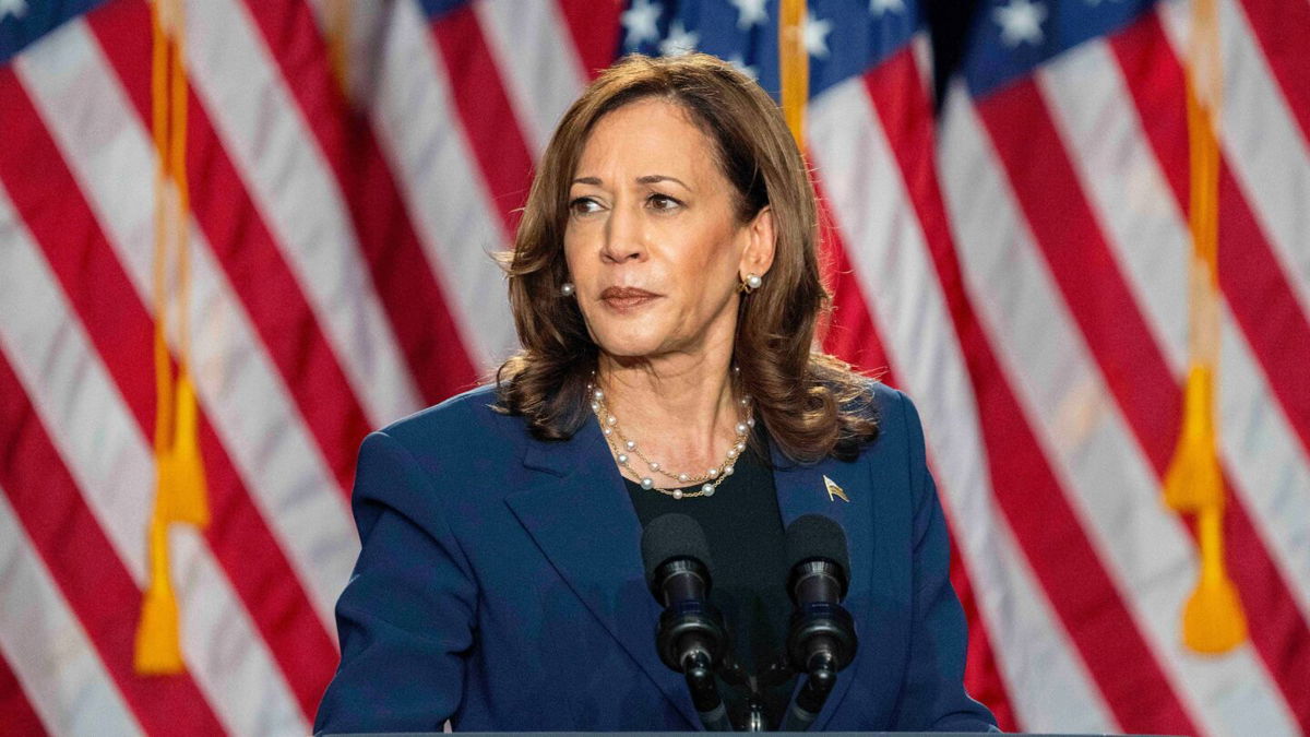 <i>Kayla Wolf/AP via CNN Newsource</i><br/>Vice President Kamala Harris campaigns as the presumptive Democratic nominee for president in West Allis