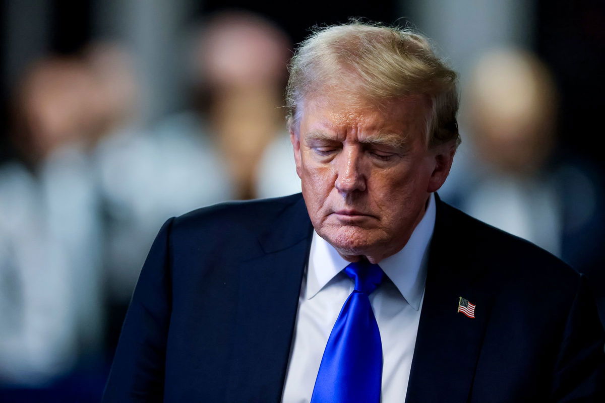 <i>Justin Lane/Pool/Getty Images via CNN Newsource</i><br/>Former President Donald Trump departs the courtroom after being found guilty on all 34 counts in his hush money trial at Manhattan Criminal Court on May 30