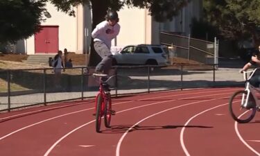 Nineteen-year-old Brock Johnson of Santa Cruz has broken the world record for "bike surfing."