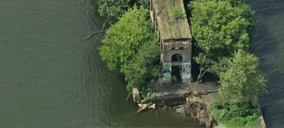 <i>KDKA via CNN Newsource</i><br/>A portion of Graffiti Pier in Philadelphia partially collapsed into the Delaware River on July 31