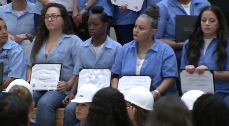 <i>KABC via CNN Newsource</i><br/>A group of 85 incarcerated women received job certifications in a variety of fields through a prison program in Chino